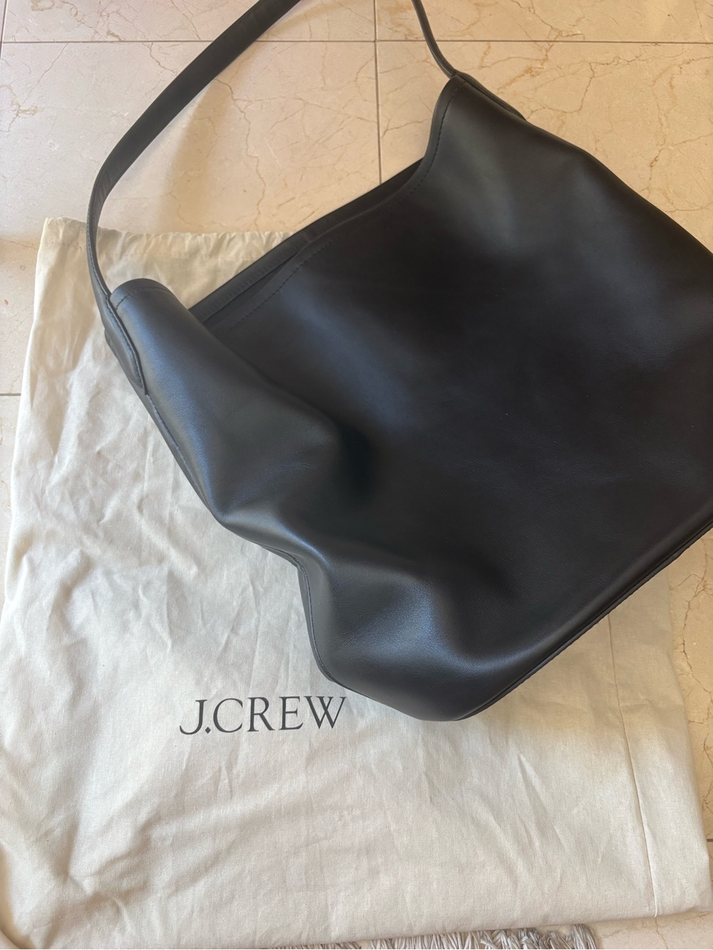 J. Crew Black Leather Messenger Shoulder Bag